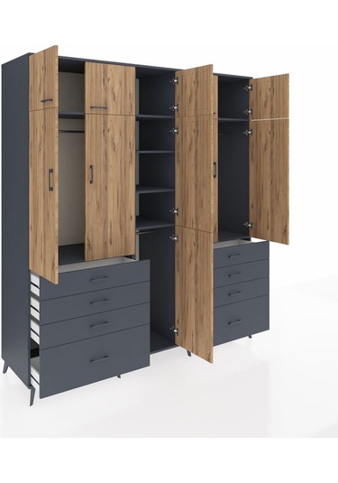 Kronos Dolap 8 Raflı 8 Çekmeceli 3 Askılı 220x59x243 Antrasit-çam/antrasit Atlas Çam/antrasıt Kronos Dolap 8 Raflı 8 Çekmeceli 3 Askılı 220x59x243 Antrasit-çam/antrasit Atlas Çam/antrasıt