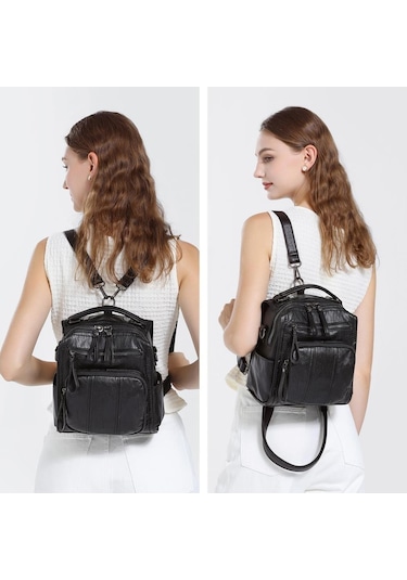 Yıkama Deri Sırt Askılı Kadın Çantası 21k Barcelona 1915 Açık Vizon