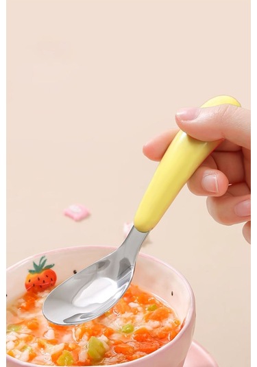 316 L Paslanmaz Çelik Sarı Bebek Çocuk Kaşık Ve Çatal Cin770sr Sarı