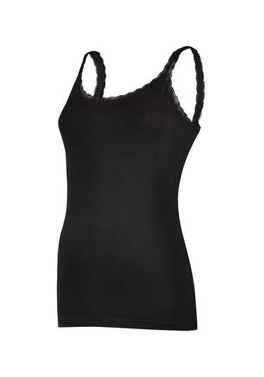 3 Adet Yıldız Bayan Likralı İnce Dantelli Askılı Atlet Siyah 2271 Siyah