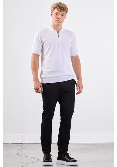 Dufy Beyaz Örgü Erkek Triko - Slim Fit Beyaz