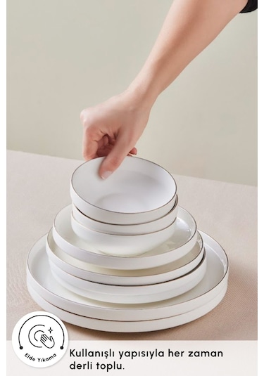 Karaca  Stream Bone Saturn 24 Parça 6 Kişilik Yemek Takımı Gold