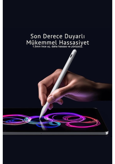 Fuchsia iPad Air 6. Nesil M2 Uyumlu 11" Avuç İçi Red Ve Eğim Özellikli Manyetik Yapışan Dokunmatik Kalem