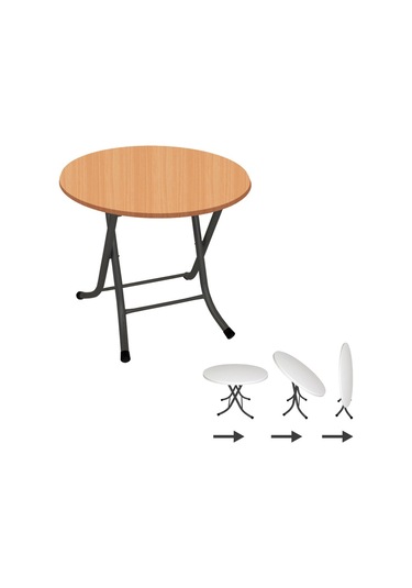 Beymobilya Klasik Katlanır Werzalit Yuvarlak Tabla Masa Q70 (520892271)