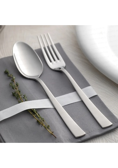Nehir Deniz Saten 6 Kişilik 30 Parça Çatal Kaşık Takımı Gümüş