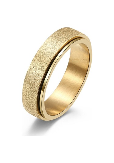 Altın Titanyum Çelik Yüzükler Erkekler İçin Buzlu Dönebilen Çift Yüzük Kadın Sıkışt Yüzükler Moda Öğrencileri Çelik Yüzük 56889151 Altın