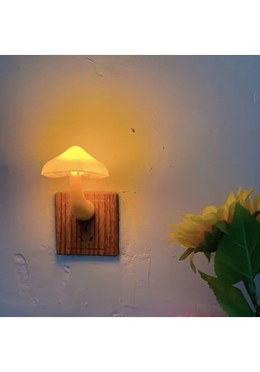 Tcherchi Sevimli Mantar Led Başucu Tak-çalıştır Gece Lambası Sarı