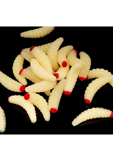 Tongxida 100 Adet Kırmızı Başlı Ekmek Solucanı Sahte Yem Paketi