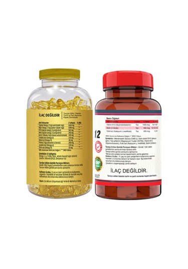 Omega 3-6-9 Balık Yağı 90 Softgel & Nevfix Vitamin B12 1000 Mcg 120 Tablet