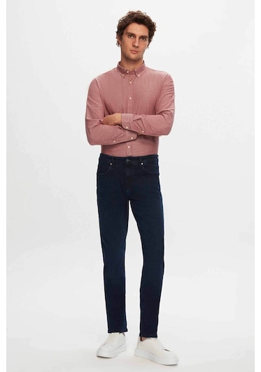 Ds Damat Slim Fit Lacivert Düz Jean Kot Beş Cepli Likralı Yıkamalı Denim Pantolon 6HCJ3ORT00102 Lacivert