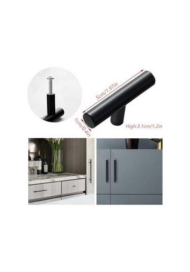 20 Paket Paslanmaz Çelik Mutfak Dolabı Düğmeleri T Şekli - Çekmece Çubuğu, Dolaplar, Kapılar, Mobilya, Banyo, Yatak Odası Dolapları - Siyah