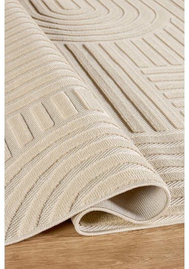 Kaşmir Halı İskandinav Rune White 100x300 Cm Salon Mutfak Halısı Yolluk Beyaz