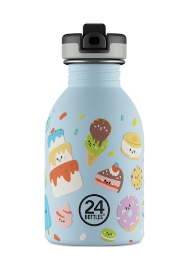 Kids Bottle Sweet Friends Pipetli Paslanmaz Çelik Çocuk Su Matarası 250 Ml Mavi