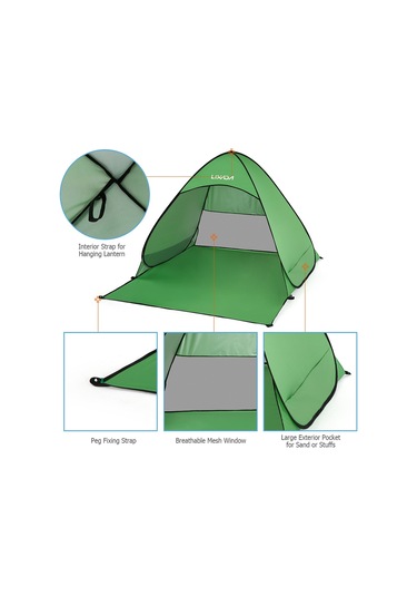 Lixada-otomatik Anında Açılır Plaj Çadırı Hafif Dış Y6911gr-2 Yeşil