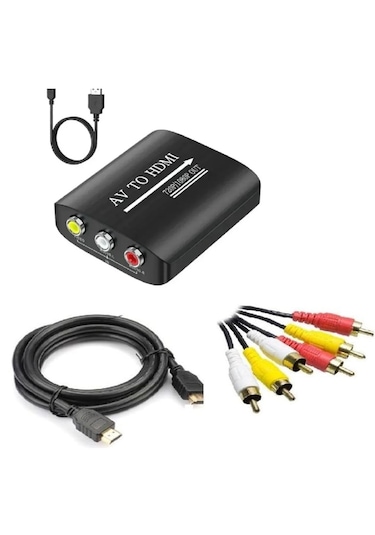 4379 Rca Av To Hdmi Çevirici 3rca Dönüştürücü Adaptör 1080p + Hdmi Kablo + Rca Kablo