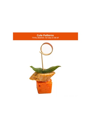 Xindoker Bambu Meyve Çataları 100 Adet - Renkli Çilek Desenli, Kokteyl, Tatlı, Sandviç İçin Güvenli Ve Şık Artistik Çubuklar Diğer