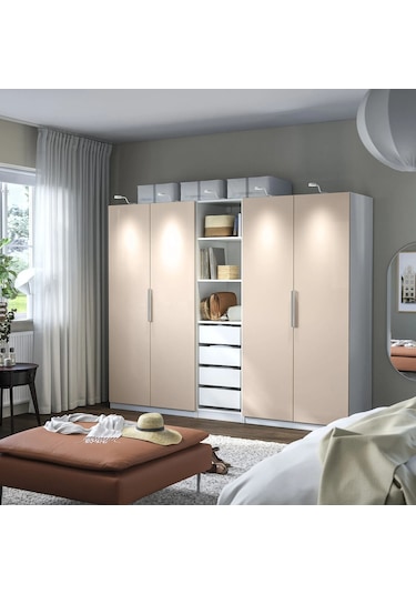 Ikea Beyaz Şık Kapaklı Gardırop 250x60x201 Cm