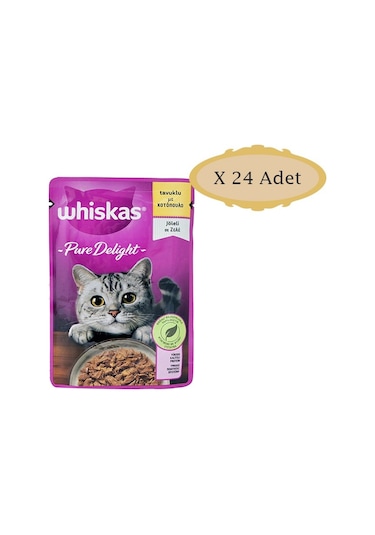 Whiskas Pouch Pure Delight Tavuklu Yetişkin Kedi Mama 24 x 85 G
