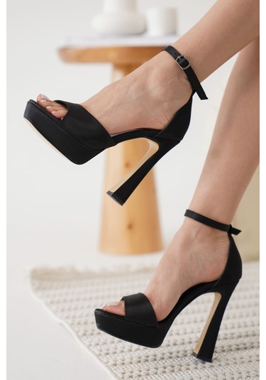 Sage Kadın Siyah Saten Topuklu Ayakkabı Muhtelif