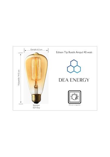 Akkor Aydınlatma ST64 40W Armut Tipi Rustik Edison Ampul 10 Adet