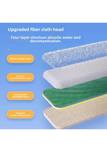 Hombey El Yıkamadan Kurtarır Mini Düz Tabaklı Mop - Masa, Mutfak, Banyo İçin Su Emici Hafif Tasarım Beyaz, 2 Bezli Standart Diğer