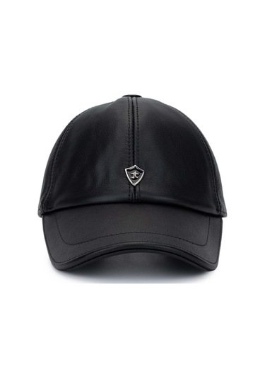 Tamer Tanca Erkek Hakiki Deri Siyah Şapka 524 1099 Sapka Sk23/24 Sıyah Destroy Koyu Siyah