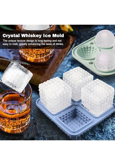 Ximistore9 Mutfakta Tekrardan Kullanılabilir Mavi Silikon Buz Kalıbı - 4 Adet Kare Buz Küpü, Whiskey Ve Kokteyller İçin Yavaş Erime Çok Renkli