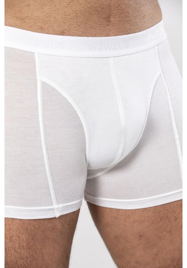 Weweus Beyaz Micro Modal Premium Erkek Boxer 1418 Beyaz