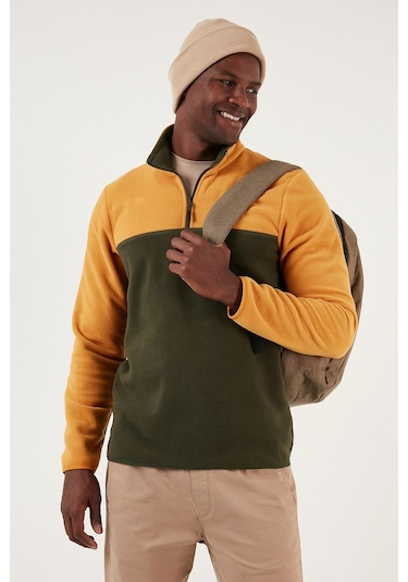 Buratti Regular Fit Anti-Pilling Tüylenme Yapmayan Dik Yaka Kışlık Şardonlu Erkek Polar 5906016 Hardal