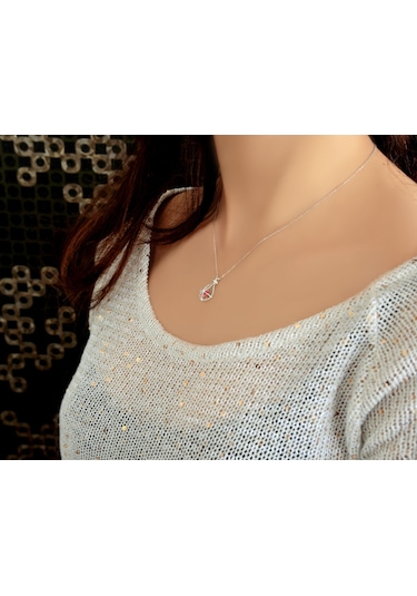 Pırlanta Lilarote Yakut Taşlı Gümüş  Kolye