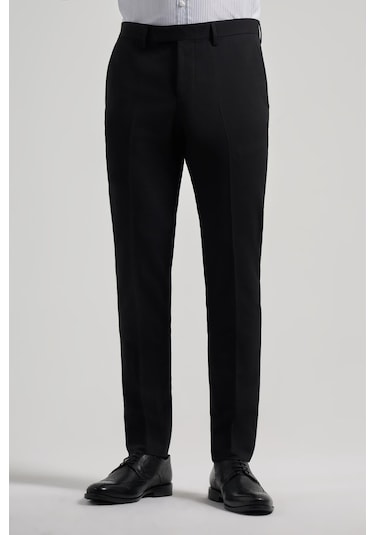 İmza Siyah Esnek Yandan Cepli Slim Fit Classic Pantolon 1003250106 Siyah