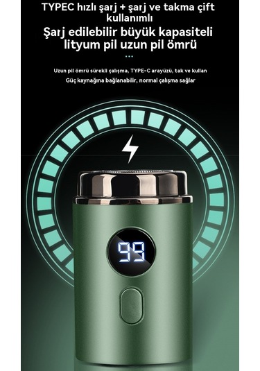 1pcs Avocado Green Erkekler Elektrikli Mini Tıraş Makinesi Şarj