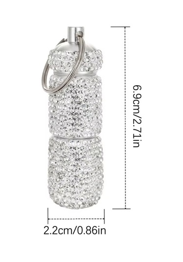 2'si 1 Arada Bling Hap Kutusu Düzenleyici Taşınabilir Mini Kristal Hap Saklama Kutusu Seyahat İçin Su Geçirmez Sevimli Yapay Elmas Hap Kutusu Beyaz Ve Siyah,