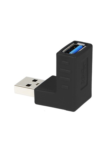 Skycity Usb 3.0 Am/af 90 Derece Yukarı Dönük Adaptör - Hızlı 5 Gbps Transfer, Sertifikalı Çevre Dost Malzeme, Siyah, Bağlantı Gerilimini Azaltır
