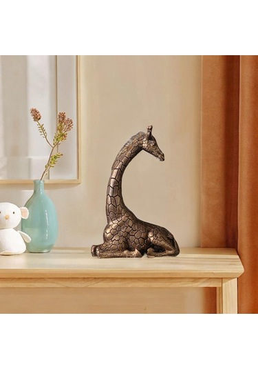 Homyl Reçine Heykelcik Tahsil Dekorasyon Zürafa Heykeli Dolap 22cmx32cm