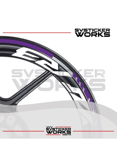 Yamaha Yzf-r3 Yazılı Jant Sticker Dış Ve İç Set Sticker Jant Şeridi Mor