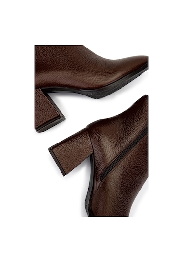 Tamer Tanca Kadın Hakiki Deri Taba Floter Topuklu Bot 1081 30 Bn Bot Sk24-25 K.taba Fltr Koyu Taba