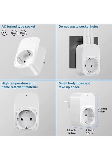 Tekli Yüksek Voltaj Korumalı Du Prizi 2x Type-c 1x Usb Çıkışlı Priz Grup Priz Çoğaltıcı Beyaz 1