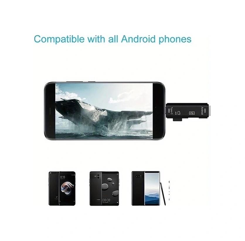 Sunshine011 5'li Usb Type-c/usb/micro Usb/tf/sd Kart Okuyucu, Otg Adaptör, Dokunmatik, Siyah