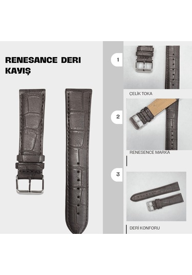 Rs2004s Renesance Deri Kayış -kahverengi - 22mm Şeffaf