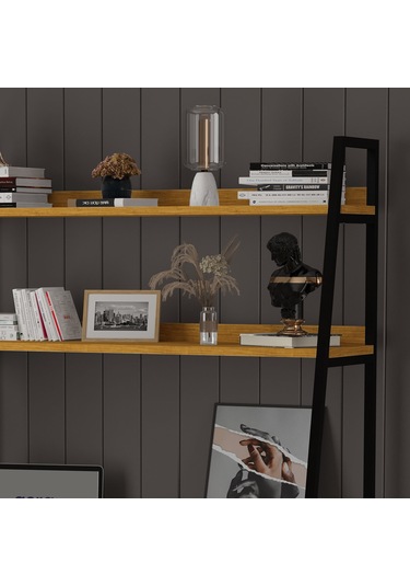 Metal Kitaplıklı Çalışma Masası-metalkçm01-afrika Ceviz Afrika Ceviz