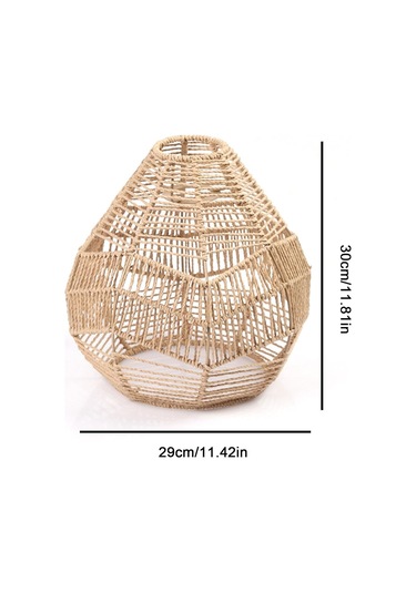 Boho Lamba Gölgesi, Vintage Dokuma Lamba Gölgesi Rattan El Modern Retro Boho Kolye Abajur, Asılı Işıklar Dokuma Boho Hasır Sepet Lamba Gölgesi