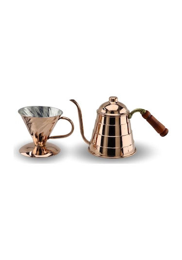 Filtre Kahve Bakır Demlik Seti 850 Ml Bakır