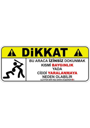 12 X 5 Cm Dikkat Dokunmak Yasaktır Sticker Araba Sticker Etiket