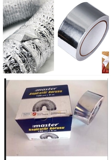 Esnek Bükülür Aspiratör Boruçap 120Mm Boy 200Cm + 1Ad Folyo Bant