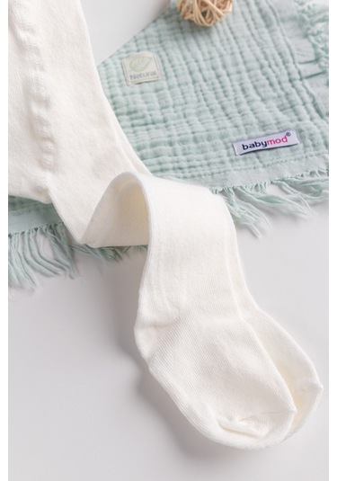 Pamuklu Yumuşak Dokulu Bebek Çocuk Ünisex Kilotlu Çorap Krem