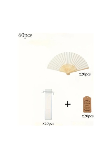 Gateesat 60 Adet Katlanır El Yelpazesi Seti, Ahşap Kağıt Düğün Hediyesi, Parti Süsü