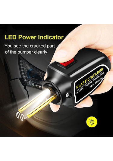 100w Plastik Kaynakçı, Sıcak Zımba Makinesi Araba Tampon Tamir Takımı, Pense, Bıçak, 200 Adet Flatouter