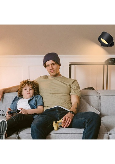 Neevoyu Usb Şarjlı Doksan Derece Döner Dokunmatik Led Gece Lambası, 3 Renk Tonu, 3 Parlaklık Seviyesi, Manyetik Ve 3m Yapıştırıcı İle Kurulumsuz Siyah Siyah