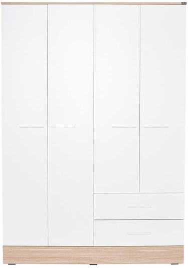 adoremobilya Base 4 Kapılı 2 Çekmeceli Gardırop-Italyan Meşe / Beyaz